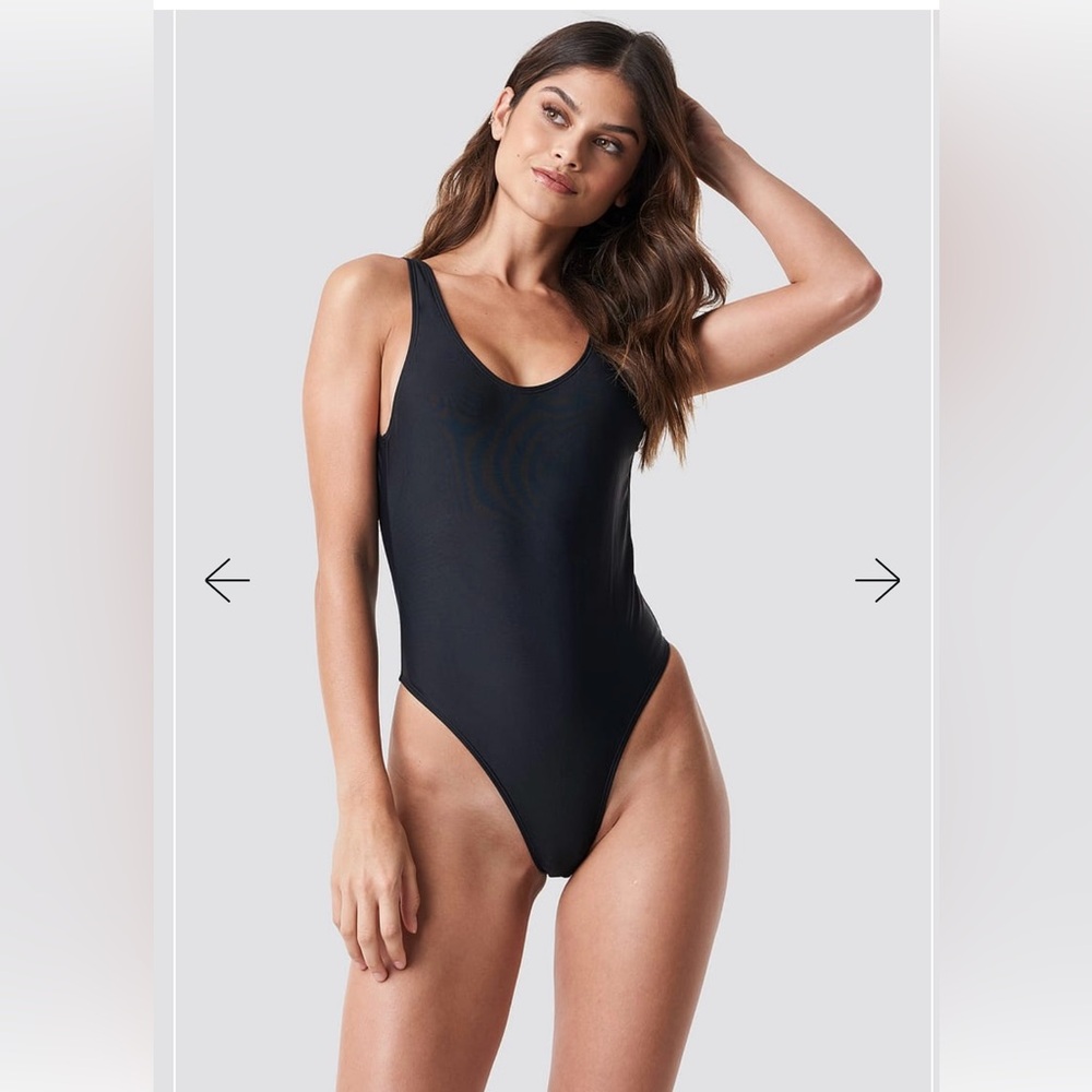 Sleek Black High Leg One Piece Swimsuit
